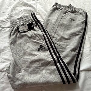 Adidas Boys Youth Essential 3 Stripes Gray/Black Cotton Joggers NEW NWT